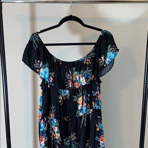 Black Floral Print Maxi Dress